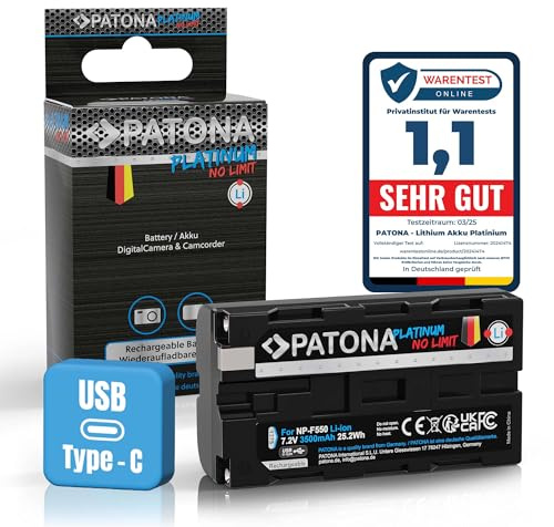 PATONA USB-C Platinum Batería para Sony NP-F550 F750 F930 F950 3500mAh
