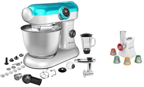Klaiser Pack Robot Pétrin Pâtisser Multifonctions Kitchen Mix Km284MEX Professional avec Machine à pâtes et Kit Tranchoir/Râpe + Magic Hachoir Multi Express