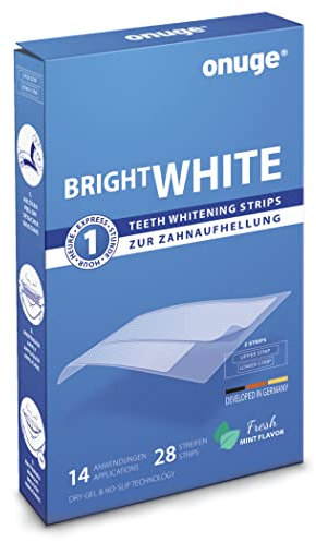 Onuge Bright White Teeth Whitening Strips – Bleaching-Strips zur Zahnaufhellung – Ohne Peroxid – Auch für empfindliche Zähne 28 Strips - 14 Tage