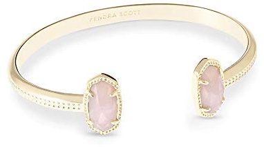 Kendra Scott Elton Cuff Bracelet for Women, Fashion Jewelry, 14k Gold-Plated, Rose Quartz