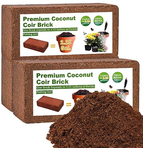 Organic Coco Coir 3 Pcs Compressed Coconut Coir Bricks Coconut Fiber Husk Substrate Mulch Coconut Bark Core Growing Medium Peat Moss Soil High Nutrition for Plants Gardening Seed Starting Soil Mix