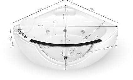 SPALINA SAMSARA Wave - Bañera de hidromasaje con ojo de buey L. 135 x l. 135 cm