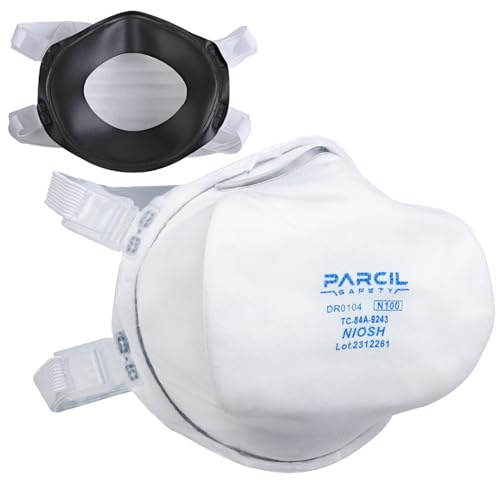 Parcil Safety NIOSH-Approved N100 ProSeal Disposable Respirator Mask - Advanced Filtration, Comfort Fit - Protects Against Particulates, Dust, and Contaminants - Industrial Grade