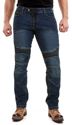 Juicy Trendz Men’s Motorcycle Jeans – Motorbike Riding Pants, Stretch Denim Biker Jeans with Removable Pads, Knee & Hip Protectors Safety Jeans for Men