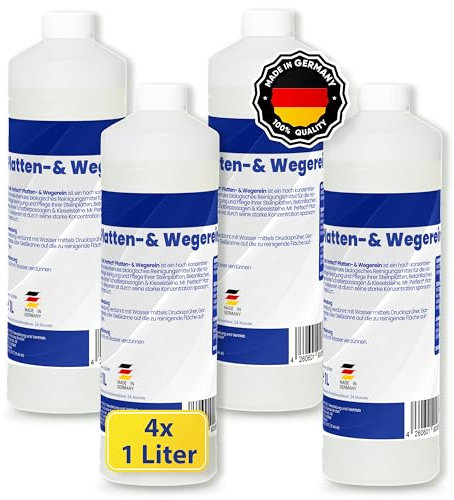 Mr. Perfect® - Effektiver Wegereiniger 4x1L | Grünbelagentferner Konzentrat, Algen-, Flechten- und Moosentferner | Terrassenreiniger für viele Oberflächen | Steinreiniger intensiv außen