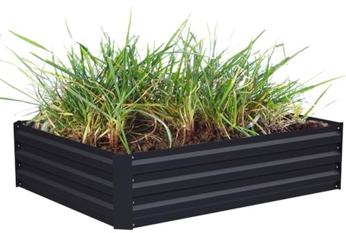 DKIEI Extra Wide Raised Beds Garden Raised Planters, 120x90x30cm Galvanised Steel Powder Coated Metal Raised Garden Kit for Plants Vegetables Flowers & Herbs Growing, Bottomless Planter Black