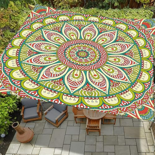Treer 3D-indisches Mandala-Muster Sonnensegel Rechteckig – wasserdichte Sonnenschutz Markise mit ösen, UV-Schutz 95% für Garten, Terrasse, Balkon und Camping, inkl. 4 Seilen (Stil 1,2x2.4m)