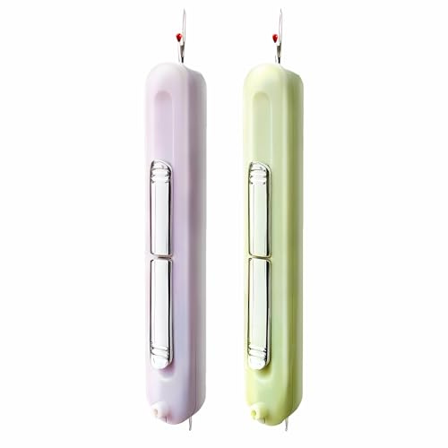 Hyleon Needle Threaders, 2Pcs 2 in 1 Needle Threaders Hand Sewing, Threading and Thread Remover Tools Stretchable Seam Rippers for Hand Sewing, Knitting, Embroidery