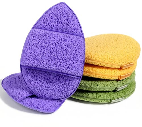 TIESOME 6Pcs Facial Sponges, 3 Colors Reusable Face Scrubber Pads for Washing Face Soft Face Sponges for Deep Pore Cleansing, Blackheads, Daily Facial Cleans, Makeup Remover