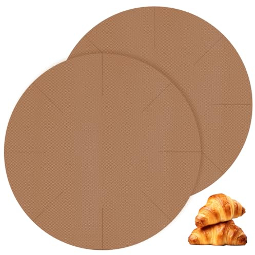 2 unidades de papel de horno reutilizable, 40 x 40 cm, lámina para hornear redonda, lámina de horno permanente para bandeja de horno, antiadherente, resistente al calor, apta para lavavajillas para