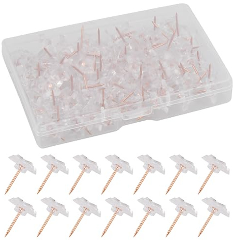 100 Pcs Star Shaped Thumbtacks for Pinboard, Clear Drawing Pins with Storage Box, Push Pins for Notice Board, Bulletin Board, Decorative Board Pins for School, Office, and Home Use