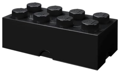 LEGO Aufbewahrungsstein, 8 Noppen, Stapelbare Aufbewahrungsbox, 12 l, schwarz