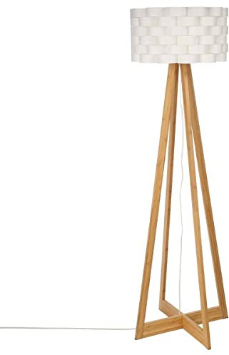 Atmosphera - Lampadaire Moki - bambou et blanc H150 cm
