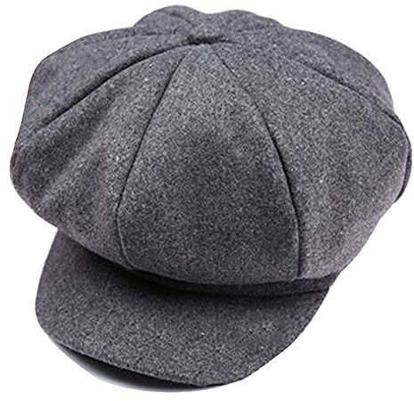 Retro Style Baker Boy Flat Cap Visor Beret Newsboy Cap Kids Winter Hats Grey