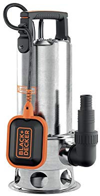 Black+Decker BXUP1100XDE Tauchpumpe für Schmutzwasser (1100 W, max. Förderleistung 16.500 l/h, max. Förderhöhe 10,5 m), Grau