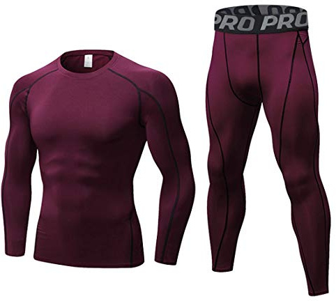 LANBAOSI Camiseta de Gimnasio para Hombre, Mallas de compresión para Correr, Capa Base, Conjunto de Top y Mallas, Camisa de Entrenamiento de Secado rápido, Calzoncillos Largos absorbentes