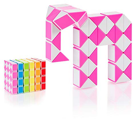 CUBIDI® Original Magic Snake - 48 Blöcke Rosa | Knobelspiele für Kinder und Erwachsene | Ideal als Mitgebsel Kindergeburtstag, Kindergeburtstag Gastgeschenke oder kleine Geschenke für Kinder