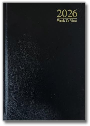 PaulStore 2026 A4 | A5 | A6 Diary Week to View | Page A Day | Desk Diary | Hard Backed For Home And Office Use (Black, A5 Week To View)