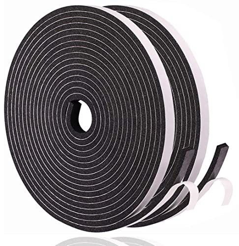 Dichtungsband Selbstklebend für Türen Fensterdichtung 6mm(B) x 3mm(D)/20m(L) Schaumstoff Klebeband Gummidichtung Gegen Kalte Zugluft/Anti-Kollision/Schalldichter/Wasserdichter/Staubdicht Schwarz