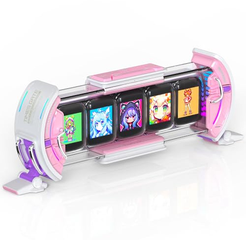 Divoom Times Gate - Cute Gaming Digital Clock with Smart App-Controlled, Support Weather Forecast, Stock Market/Exchange Rate, Social Media, Pixel Art Display for Gamers & Home Office Decor (Pink)