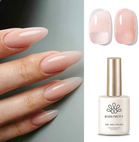 Born Pretty Vernis Semi Permanent Nude Laiteux, 15ml French Transparent Milky Vernis à Ongles Naturelle Nail Art Vernis Gel Gelée de Cristal Soak Off U V LED Manucure