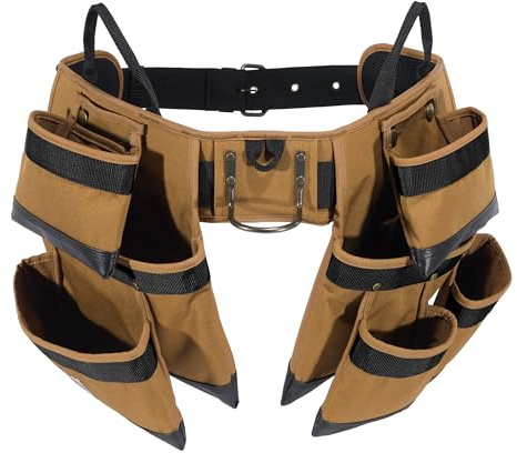 Carhartt Gepolsterter Werkzeuggürtel, robuster Werkzeuggürtel mit Werkzeug- und Befestigungsaufbewahrungstaschen, 11 Taschen, Carhartt Brown
