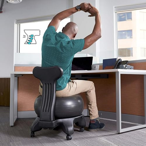 Chaise Ballon Chaise de Boule d'exercice pour La Maison de Salle de Classe de Bureau, Chaise de Boule de Yoga pour La Grossesse d'enfants D'adultes, Siège D'équilibre Ergonomique avec Dossier