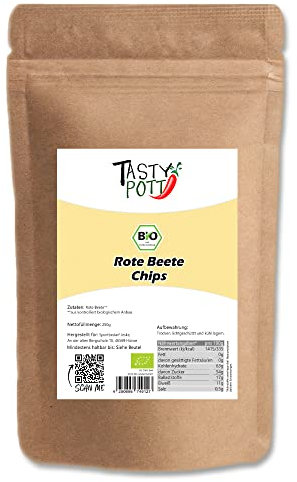 Tasty Pott Bio Rote Beete Chips I Gemüsechips I Snack I Vegane Küche I Fitnessfood I Natürlich lecker I Knabberei I Im Beutel 200g (2x200g)