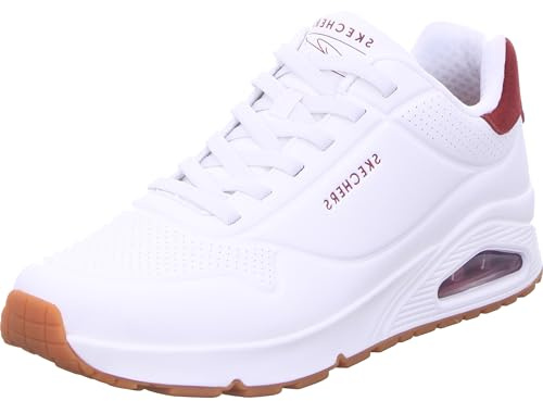 Skechers Herren UNO Harry Kane Air Sneaker, White Duraleather/Burgundy Suede, 44 EU