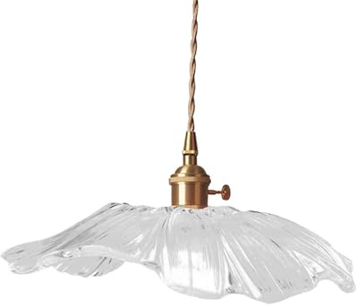 KESOTO Pendant Lamp,Small Chandelier, Flower Glass Hanging Lamp,LED Pendant Light, for Living Room, L clear