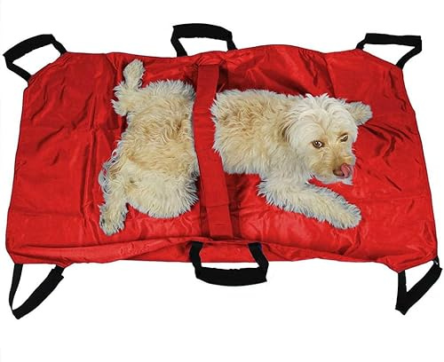 Portamascotas Plegable, Ayuda para Transportar Perros con asa, hasta 60 kg, Camilla de Transporte para Mascotas con emergencias (Rojo)