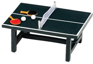 Orivin Mesa de ping pong para casa de muñecas (escena, escala 1/12), 70 x 50 x 30 mm (una mesa de ping pong, dos raquetas y una pelota de ping pong).