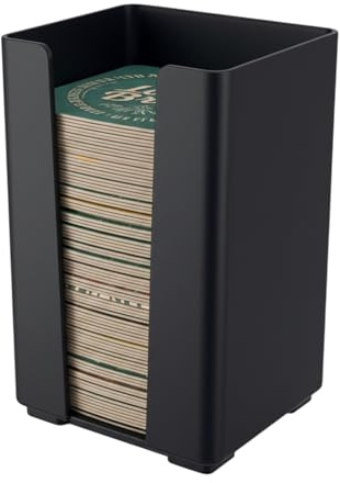 Sleek Black Napkin & Coaster Holder – Modern Bar Caddy for Restaurants, Cafes, Pubs & Home – Durable Plastic Organizer for Cocktail Napkins, Beer Mats & Coasters UK Made