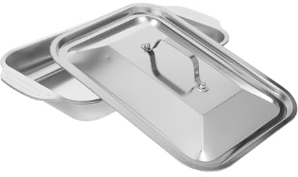 MAGICLULU Bandeja Rectangular Para Pescado De Acero Inoxidable 36 Cm Profunda Tapa Resistente Al Calor Para Cocinar Horno Casa y Uso Familiar