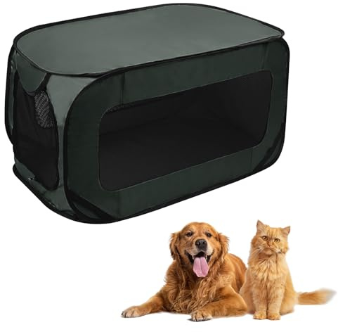 Transportín plegable para perros, 92 × 52 × 52 cm, caja para perros con puertas dobles de tela Oxford, transportador portátil para perros y gatos, hasta 29,5 kg, resistente para coche, viaje y hogar