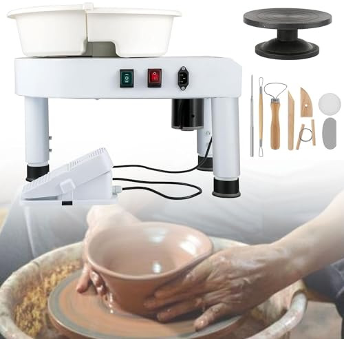 XYWGBMS Pottery Wheel 350W, Electric Pottery Wheels, Pottery Forming Machine with Foot Pedal and Removable ABS Basin, Pottery Wheel for Adults Kids Beginners DIY Clay Art,35cm,25cm