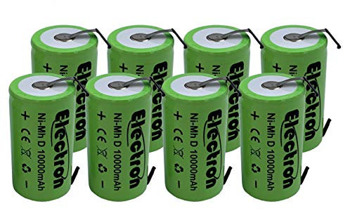 8x Batteria ricaricabile Ni-Mh D Torcia 1,2V 10000mAh 10Ah con linguette lamelle terminali a saldare per pacco pacchi batteria