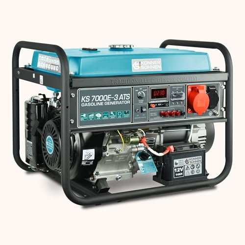 Könner & Söhnen KS 7000E-3 ATS Stromerzeuger, 13 PS 4-Takt Benzinmotor, E-Start, Notstromautomatik, 1x16A (400V/230V) Generator, Automatischer Spannungsregler