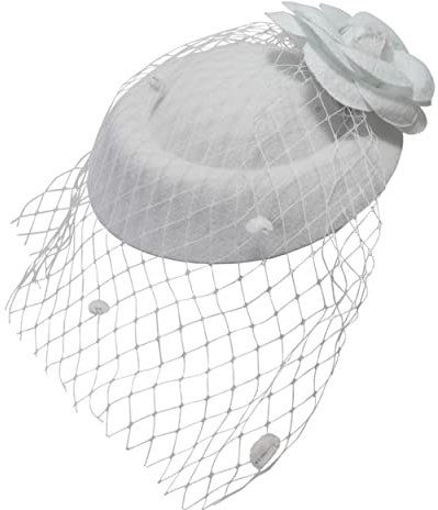 Ro Rox Ruby Rosen Vintage Retro 40er 50er Jahre Fascinator Hochzeit Party Hut - Weiß-Weiß