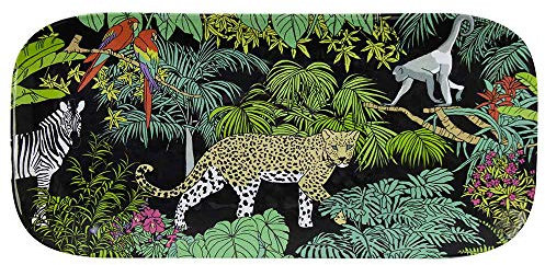 Les Jardins de la Comtesse - Petit Plateau rectangulaire en Mélamine Pure Noir/Vert – Gateaux/Cake - Plat Long de Présentation du Service de Table Jungle - Collection Vaisselle MelARTmine - 37,5 cm