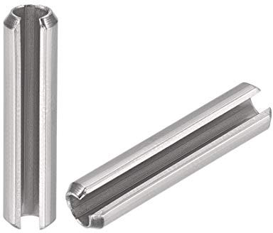 sourcing map Slotted Spring Pin - M4 x 25mm 304 Stainless Steel Split Spring Roll Dowel Pins Plain Finish 20Pcs