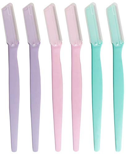 Dermaplaning Tool for Women, Eyebrow Razor Trimmer Shaper, Facial Hair Remover Shaver for Shave Face Peach Fuzz Upperlip Hair, Pack of 6