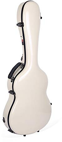 Crossrock CRF2021CIV Deluxe Fiberglas passend für Klassische Gitarrenkoffer, 4/4 volle Größe, elfenbeinfarben