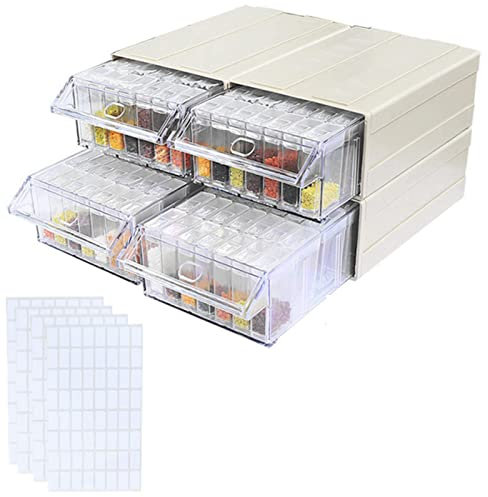 Huacan Diamond Painting Zubehör 4 Set Aufbewahrungsbox mit Trichter Stickers Diamant Malerei Aufbewahrungsbehälter 140 Stück Stapelbare Handwerk Organizer Kits