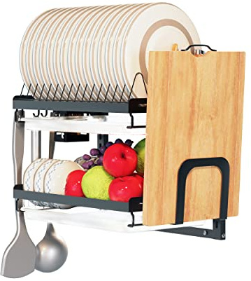 Virgorack Estante de Secado de Platos, Estante de Secado de Platos montado sobre la Pared, Estante de Acero Inoxidable, Estante de Secado Grande para Cocina