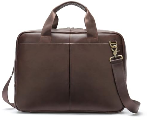 VINBAGGE Ventiquattrore Uomo, Borsa Porta PC 14 Pollici Borse Vera Pelle per Laptop Borse Valigetta Cuoio Cartella Portadocumenti da Ufficio Lavoro Regalo per Uomo