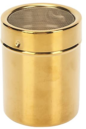 Stainless Steel Powder Shaker, Salt & Salt Shakers Gold Fine Mesh Powder Sugar Shaker Can be Used to Hold Salt Powdered Sugar