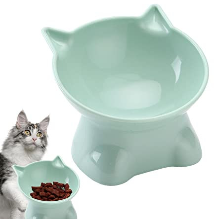 Gamelle surélevée pour Chat, Anti-vomissement, inclinable à 15 degrés | Gamelle Peu Profonde de 13,5 cm, gamelle surélevée pour Chaton, Nourriture et Eau pour Petits Chiens d'intérieur Pewell