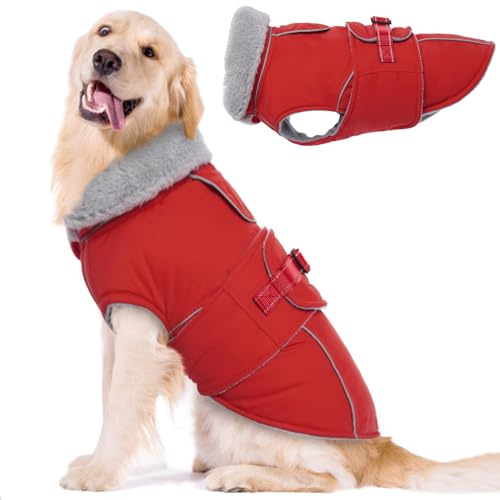 Lelepet Dog Coat Waterproof Dog Jacket Fleece Vest with Adjustable Buckle