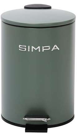 simpa 3L 3 Litre Matt Green Slim Soft-Closing Pedal Dustbin.